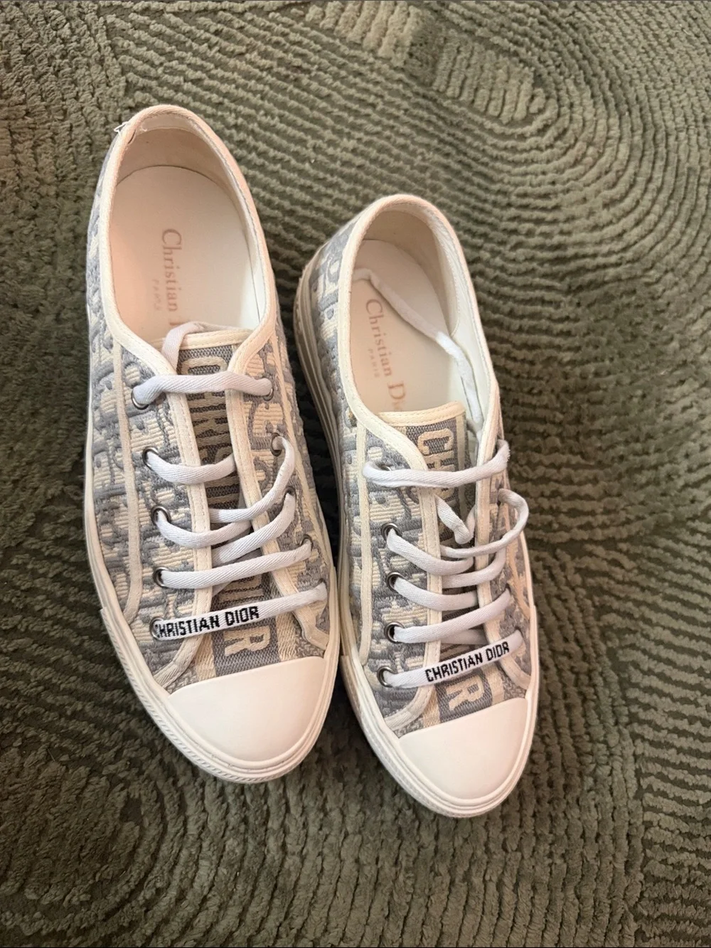 Dior Gray/Off White Canvas Sneakers